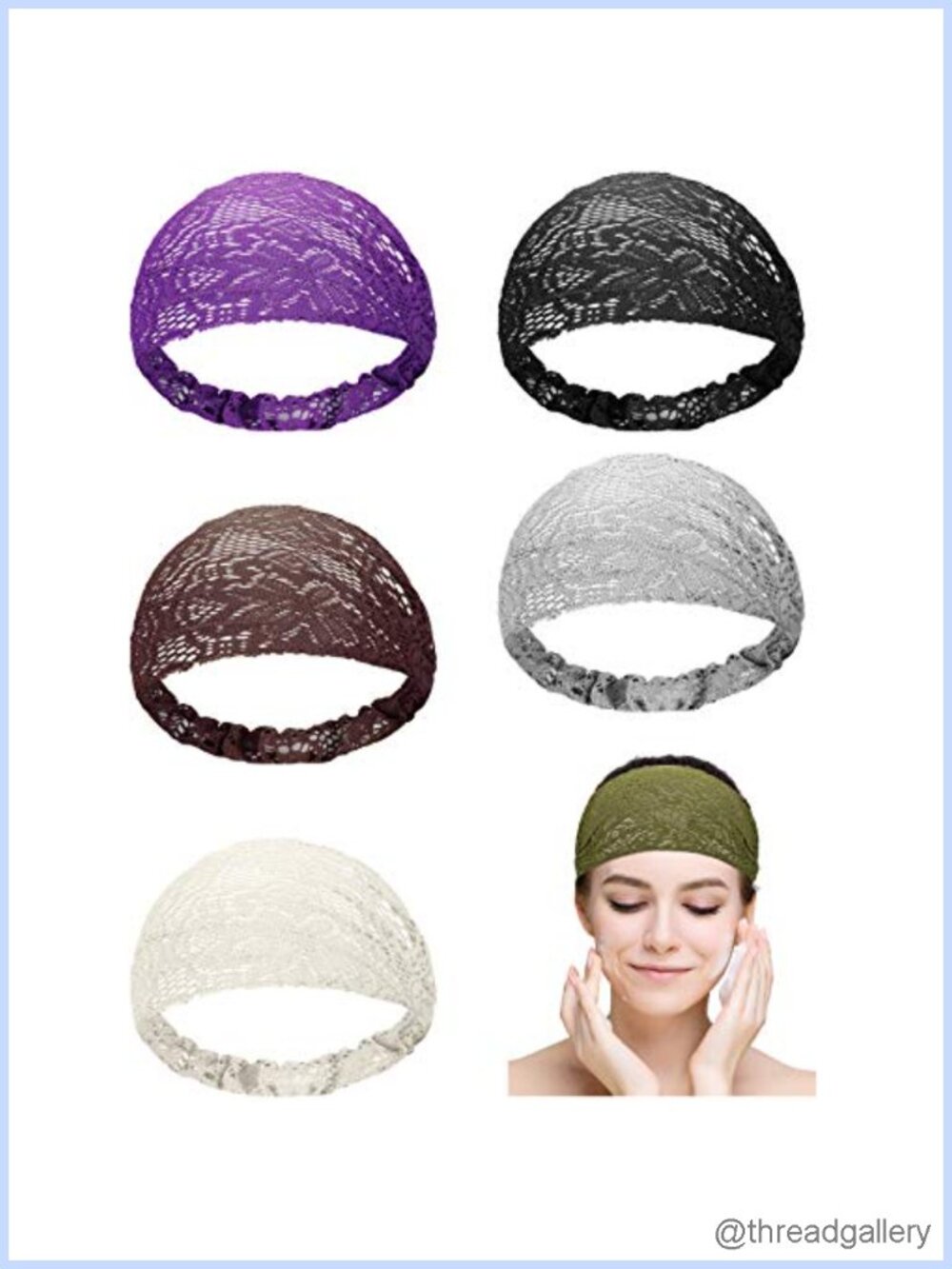 6 Pc Lace Elastic Headbands Set Crochet Head Wrap Hair